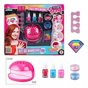 Brinquedo Manicure Menina Esmaltes Lixa Secador Antialérgico Make Brinq