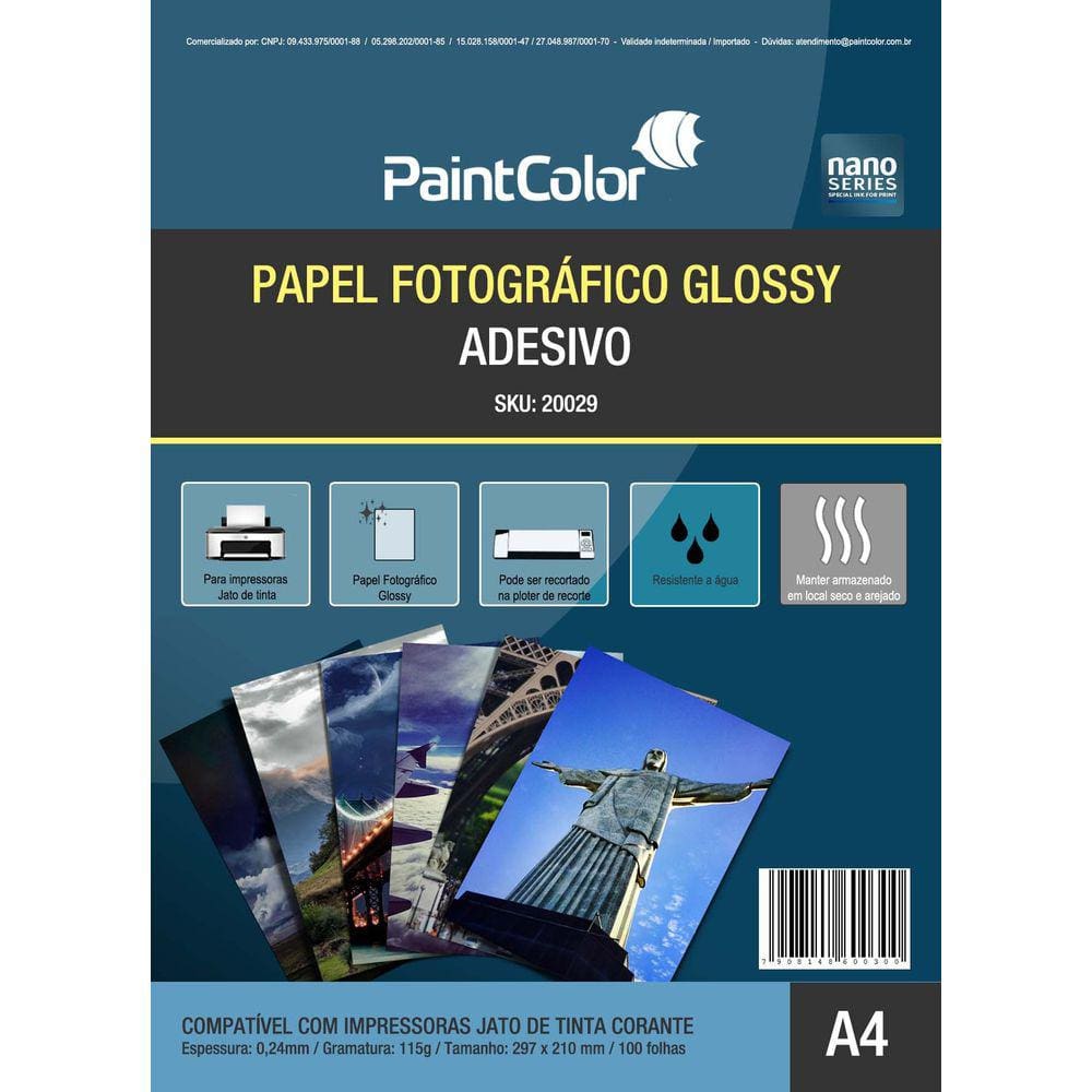 Papel Fotográfico Glossy Adesivo 115g A4 100 Folhas