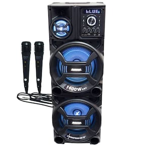 Caixa Som Amplificada Bluetooth 1400W Rms Woofer Bivolt Led Usb ACA 1402 Titan Black 2 Microfones