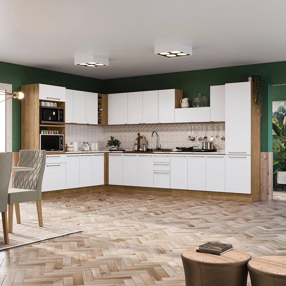 Cozinha Completa Suprema Freijó/Branco 19 Peças