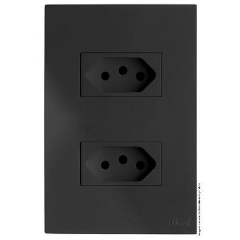 Cj Tomada Dupla 10A 4X2 - Recta Home Grafite Satin Fosco