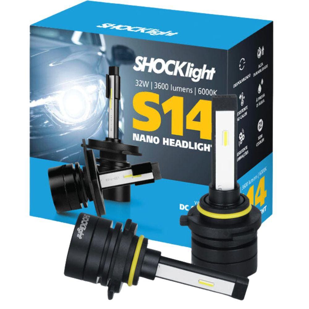 Par Lampada Headlight S14 Nano HB3 6000k 3600 Lumens 32w 12v