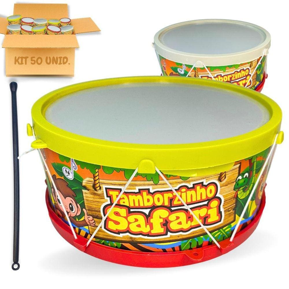 Kit 50 Tambores Brinquedo Musical Prenda Festa Junina