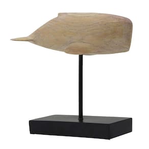 Escultura Decorativa Baleia em Resina Estilo Madeira 23,5cm SS0278 BTC
