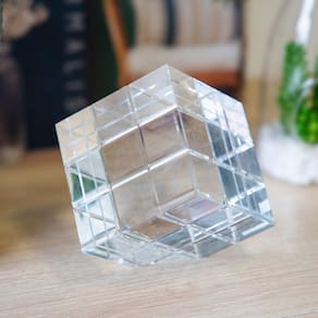 Peça Decorativa Cubo de Vidro Transparente 10cm RPH0005 BTC