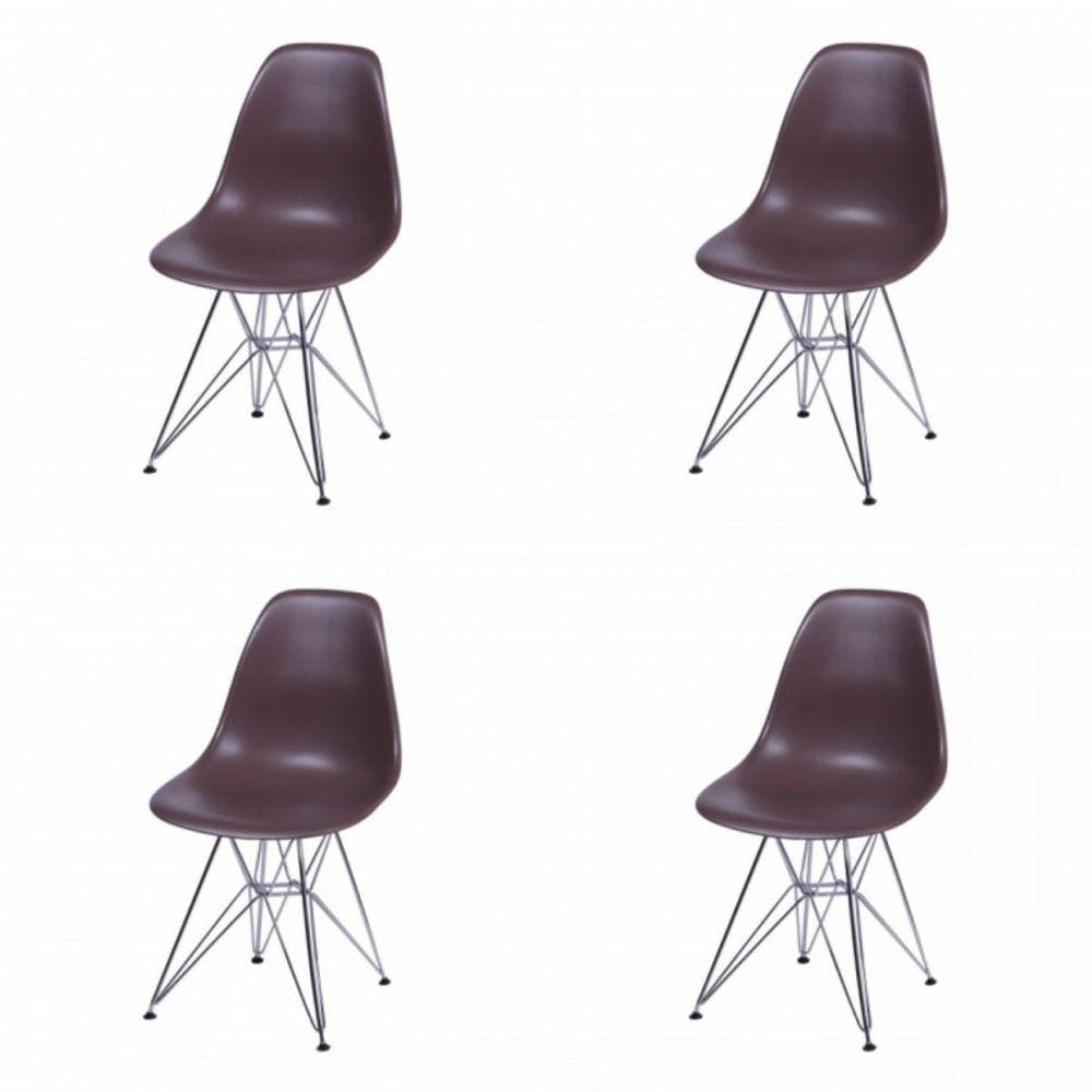 Kit 4 Cadeiras Base Cromada Dkr OR Design Café/Cromado