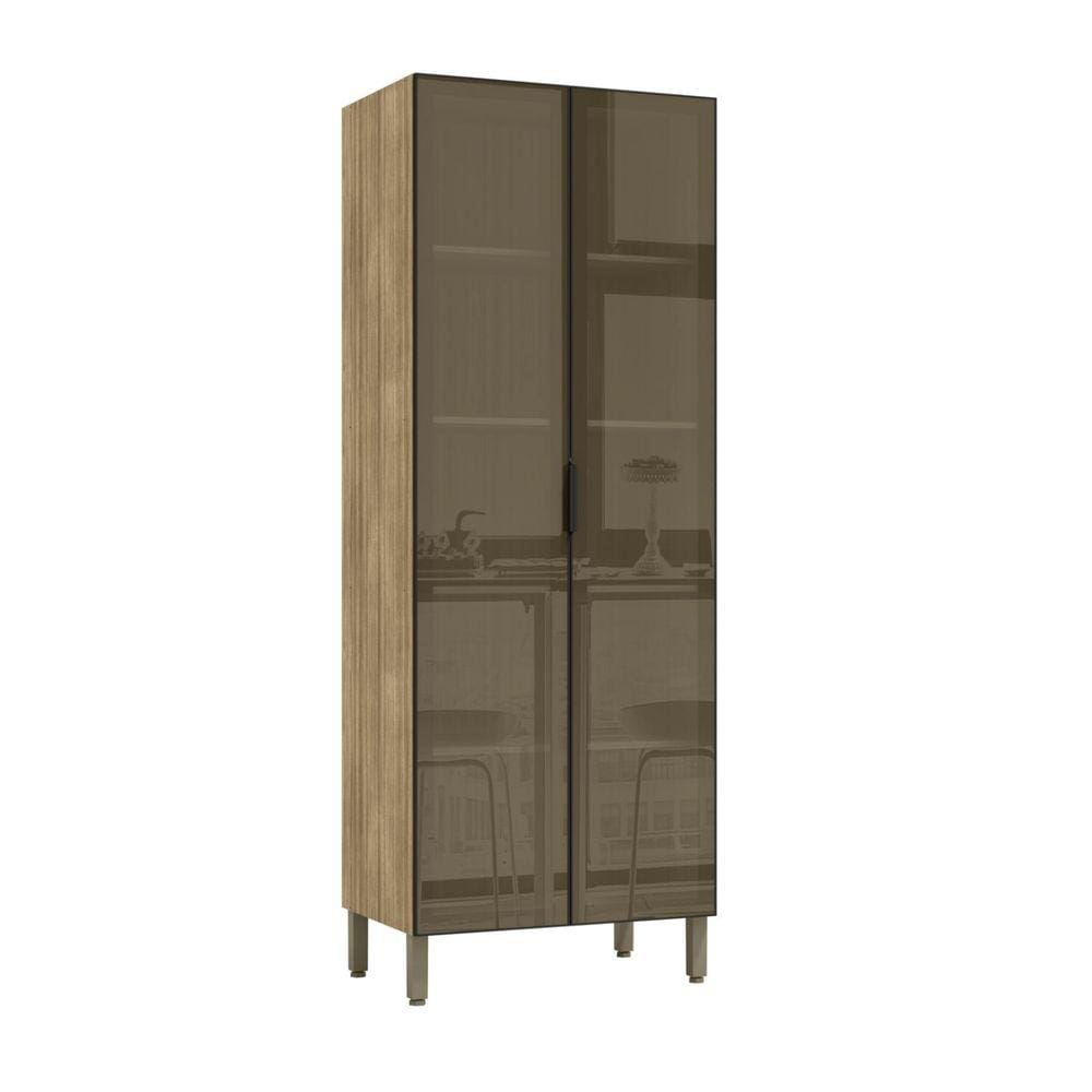 Paneleiro Duplo Cristaleira Viv Aluminum Freijó/Al | Casas Bahia