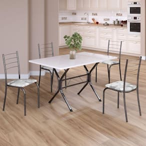 Conjunto Sala de Jantar Mesa Retangular 100x60cm Tampo Madeira Mdp 4 Cadeiras Rio Paraopeba / Mart Prata