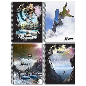 Kit 2 Cadernos Espiral Sport 200 Folhas Capa Dura Reforçado