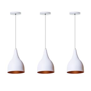 Kit 3 Lustre Pendente Gota Branco Alumínio Decorações