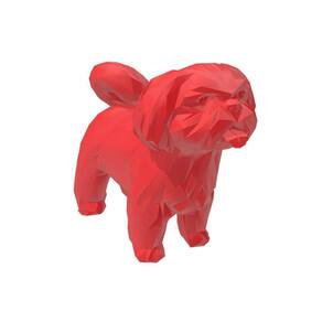Shitzu Low Poly Pet Dog Geométrico Decoração 3D Vermelho