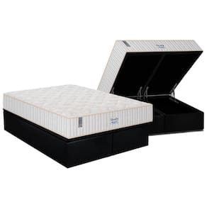 Cama Box Baú King: Colchão Molas Ensacadas Plumatex MasterPocket Miami + Base CRC Suede Black(193x203)
