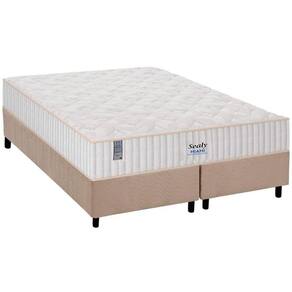 Cama Box King: Colchão Molas Plumatex MasterPocket Ensacadas Miami + Base CRC Suede Bege(193x203)