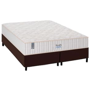 Cama Box Queen: Colchão Molas MasterPocket Ensacadas Plumatex Miami + Base CRC Courano Marrom(158x198)
