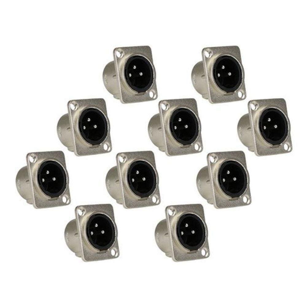Kit 10 Conector Xlr Canon Macho Para Painel 3 Pinos Sa2X