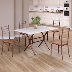Conjunto Sala de Jantar Mesa Retangular 100x60cm Tampo Madeira Mdp 4 Cadeiras Rio C. Marrom / Marrom