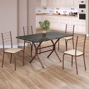 Conjunto Sala de Jantar Mesa Retangular 120x75cm Tampo Madeira Mdp Indiana 4 Cadeiras Rio Creme / Marrom