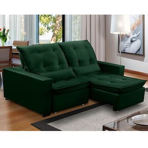 Sofa Retratil Reclinavel 2 Lugares 2,80m Atlantis Veludo Verde LansofBR