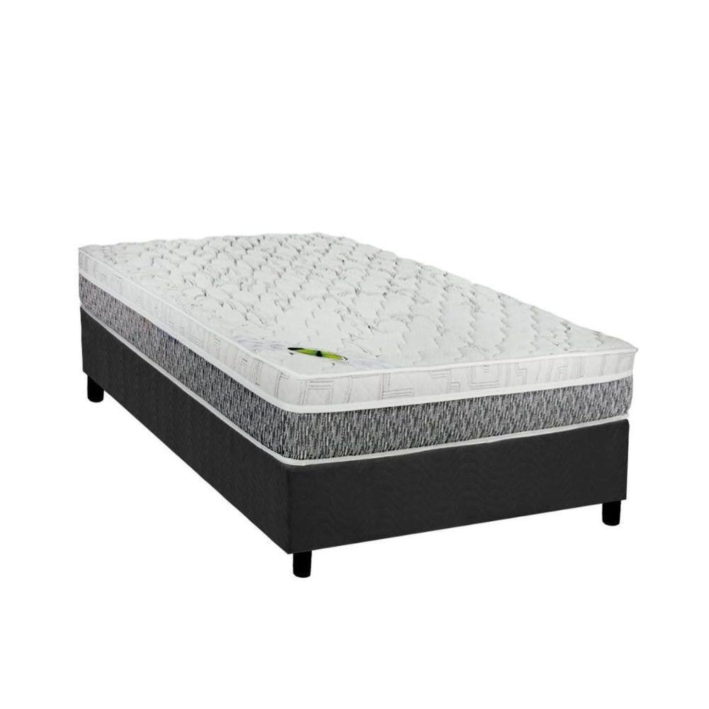 Cama Box Solteiro: Colchão Molas Ensacadas Luckspuma MasterPocket Aspen + Base CRC Suede Gray(88x188)