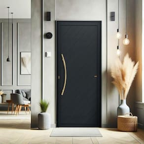 Porta de Aluminio Lambril 210x100cm com Puxador Super Savana Brimak Preto Dourado