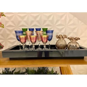 Bandeja Preta Vidro Decoração Luxo 50X30