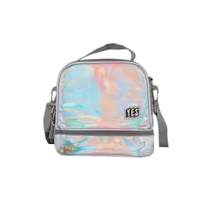 Lancheira E Bolsa Com Alça 2 Divisórias Prata Holo Yes