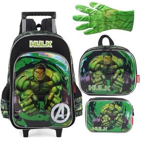 Kit Mochila Rodinha Lancheira E Estojo Box Hulk Infantil
