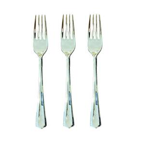 Kit 36 Un Garfos Refeição Luxo Plástico Prata 18Cm Festa