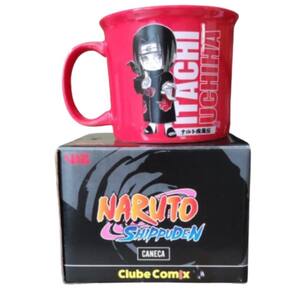Caneca Itachi Uchiha Cerâmica Vermelha 280Ml Oficial Naruto