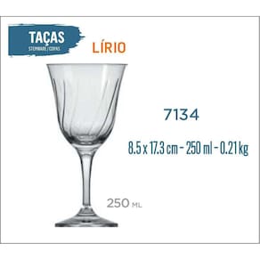 12 Taças Lírio 250Ml - Vinho Tinto Rose Branco Água