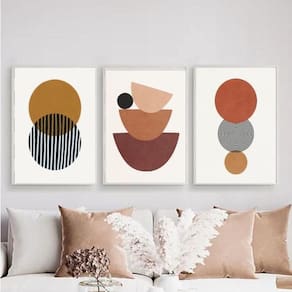Kit 3 Quadros Sala Minimalistas Marrons 33X24Cm
