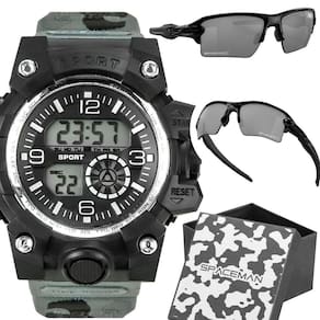 Relogio digital masculino prova dagua + caixa + oculos sol esportivo presente pulseira ajustavel