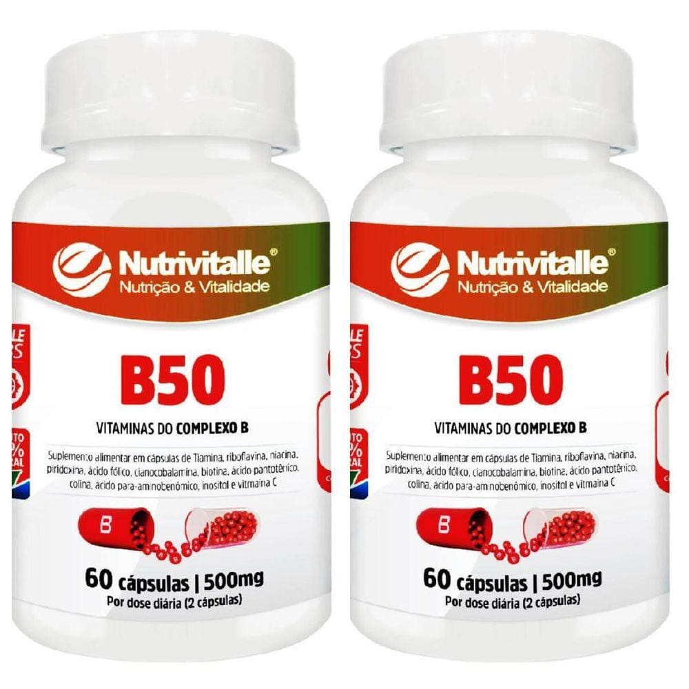 Kit 2 Un - B50 Vitaminas Do Complexo B 500Mg Nutrivitalle