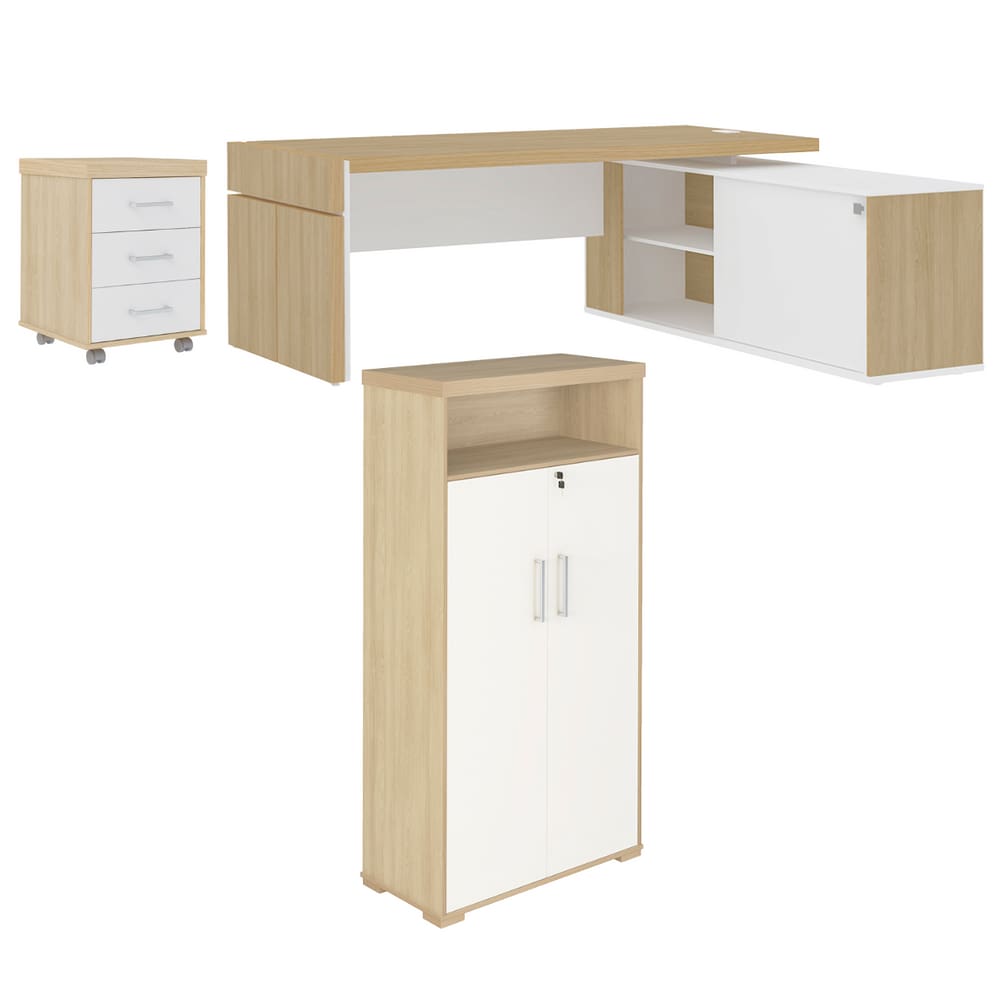 Jogo para Escritório Peniche Carvalho Branco