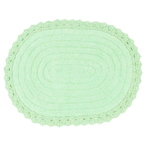 Tapete de Banheiro Algodão Oval Crochê Vizapi Ellora 60x90cm Verde Acqua
