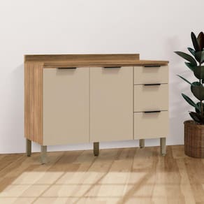 Balcão 1200 2p 3g com Tampo Viv Aluminum Freijó/Vanilla