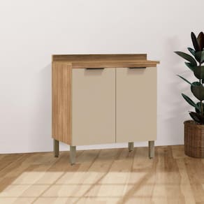 Balcão 2 Portas 800 com Tampo Viv Aluminum Freijó/Vanilla