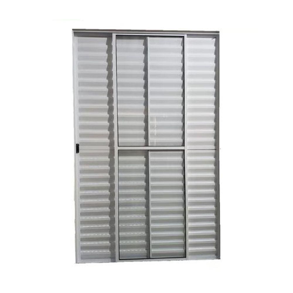 Porta Balcão 210x150 3 Folhas - Alumínio Branco - Linha 20 Normatizada