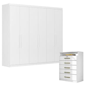 Cômoda Triunfo e Guarda Roupa Casal Venice 62580 Branco Brilho - Demóbile