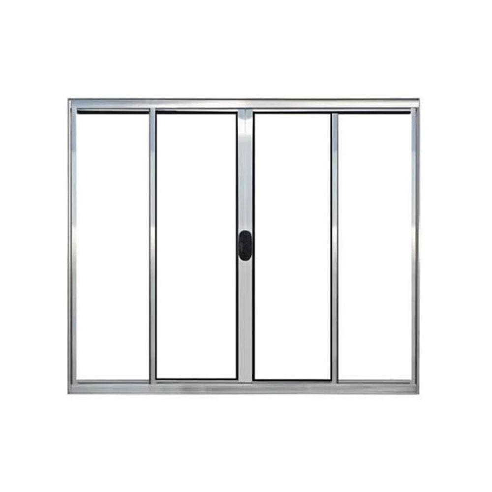 Porta Balcão 210x150 4 Folhas Vidro - Alumínio Brilhante - Linha 20 Normatizada