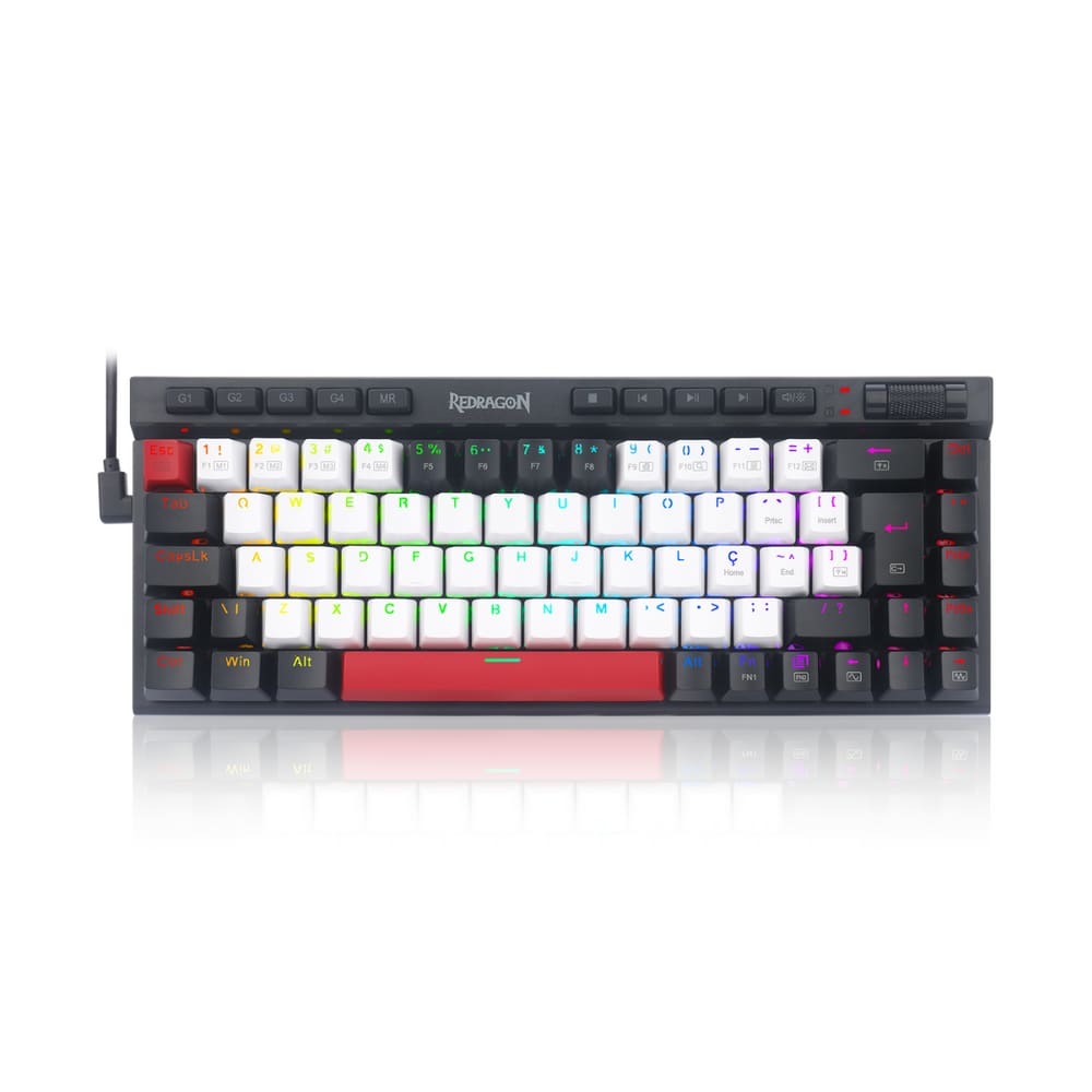 Teclado Mecânico Gamer RGB Switch Brown Branco Preto E Vermelho - K635WBR-RGB