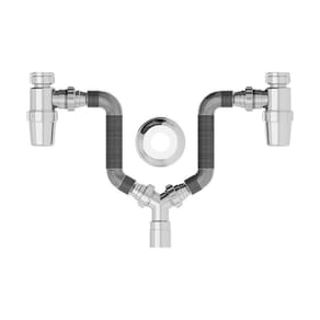 Sifão Duplo Sanfonado Extensível Censi Com Copo Horizontal Cromado