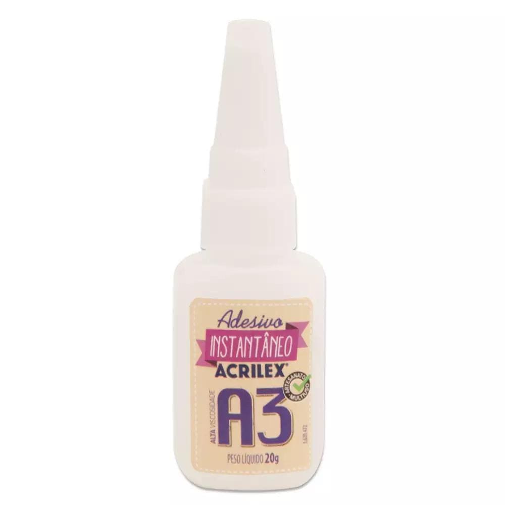 Adesivo Cola Instantâneo Acrilex A3 - Alta Viscosidade 20g