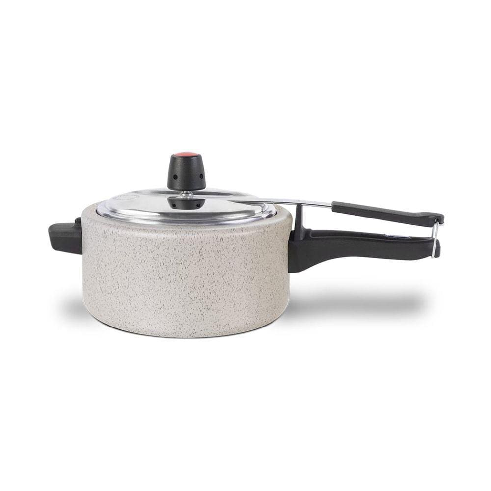 Panela de Pressão 20 cm 3 L Revestimento Cerâmico Mineral Resist Cor Vanilla Linha Ceramic Life Vapt Brinox