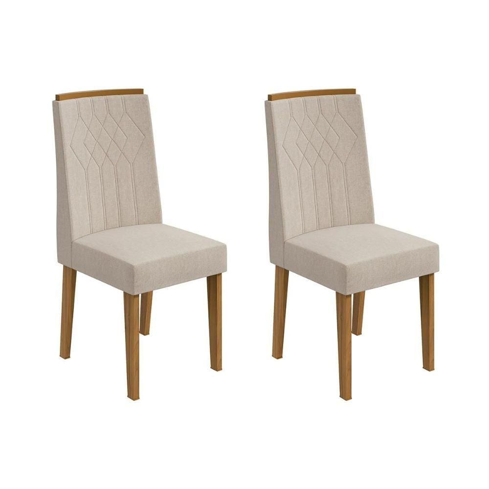 Cadeira Sala de Jantar Exclusive Kit 2 Un Rovere/Amêndoa/Linho Rinzai Bege - Lopas