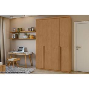 Guarda Roupa Solteiro 4 Portas e 2 Gavetas Alonzo New Rovere/Amêndoa - Lopas