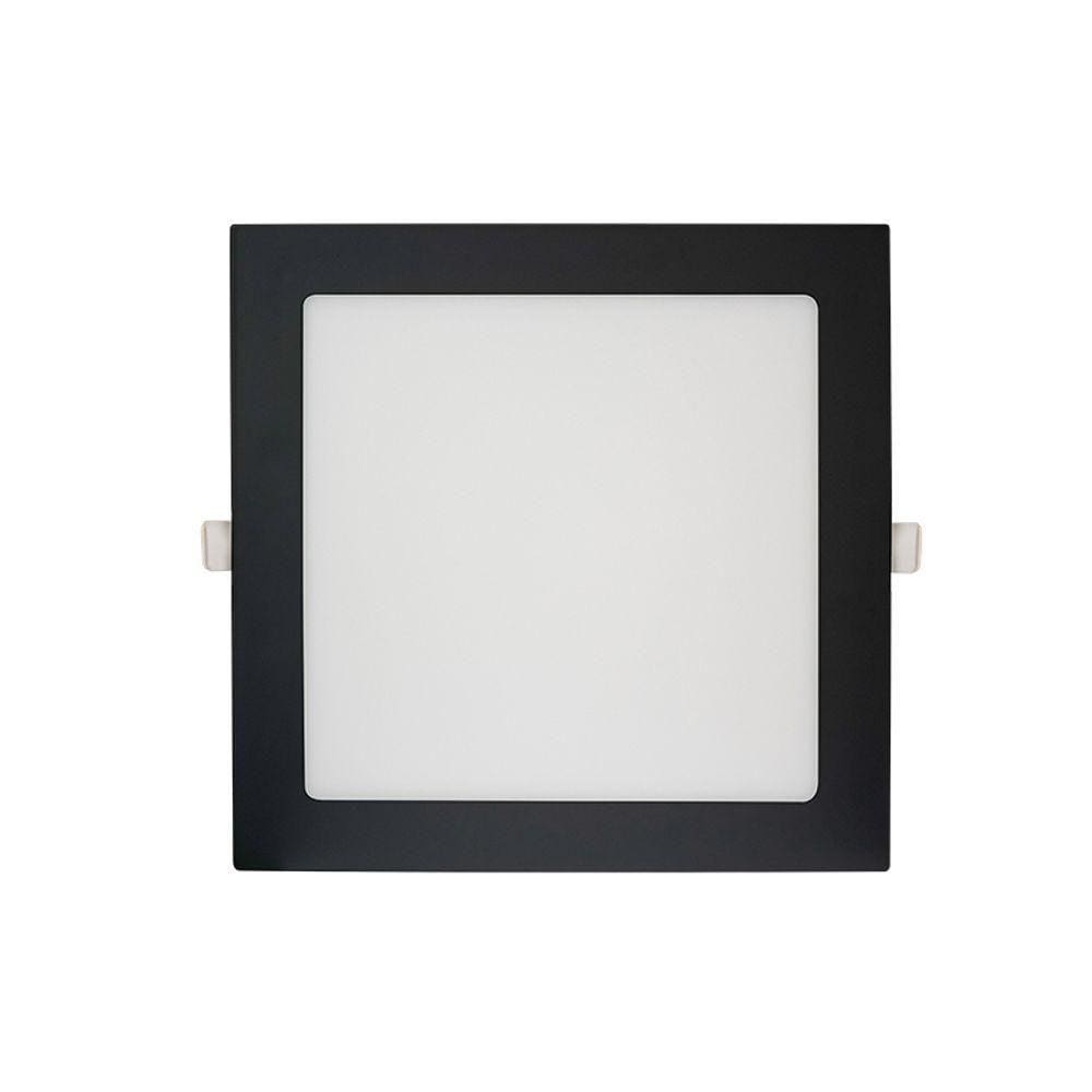 Painel De Led Blumenau Slim Quadrado De Embutir 18w Bivolt Preto 6500k Luz Branca