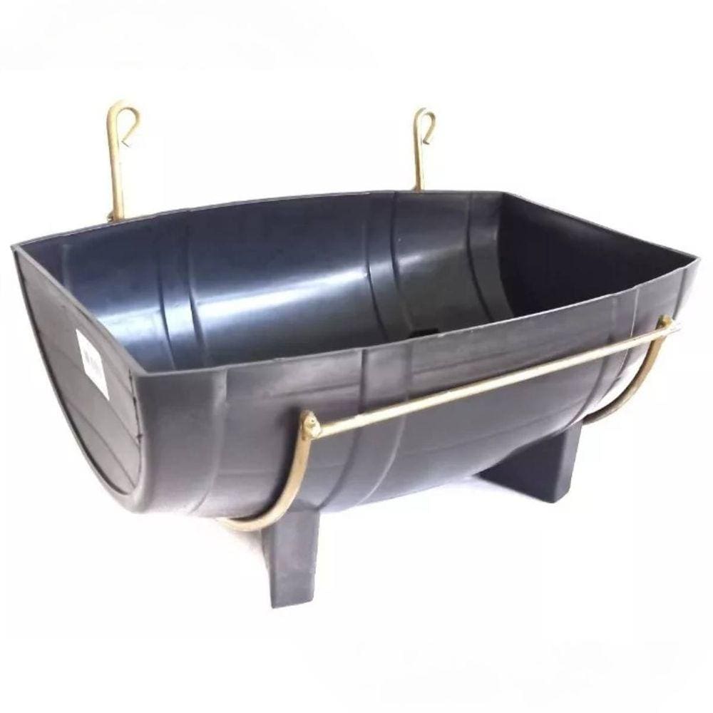 Floreira Meio Barril C/Suporte (33X24X15) Preta RIQUEPLÁS