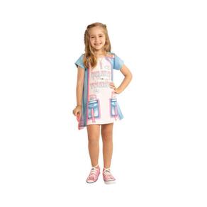 Vestido Infantil Verao Munlie Jeans Rosa tam 14