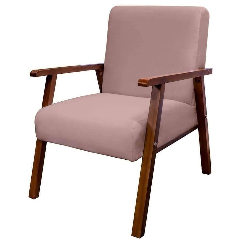 Poltrona Decorativa Bally Quarto Infantil de Criança Veludo Rosa Rosê - WD Decor